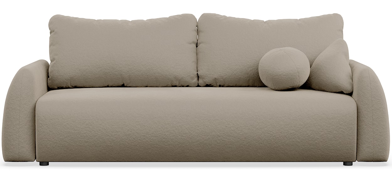 Kanapa rozkładana trzyosobowa Nubelle z pojemnikiem ciemnobeżowa szenil