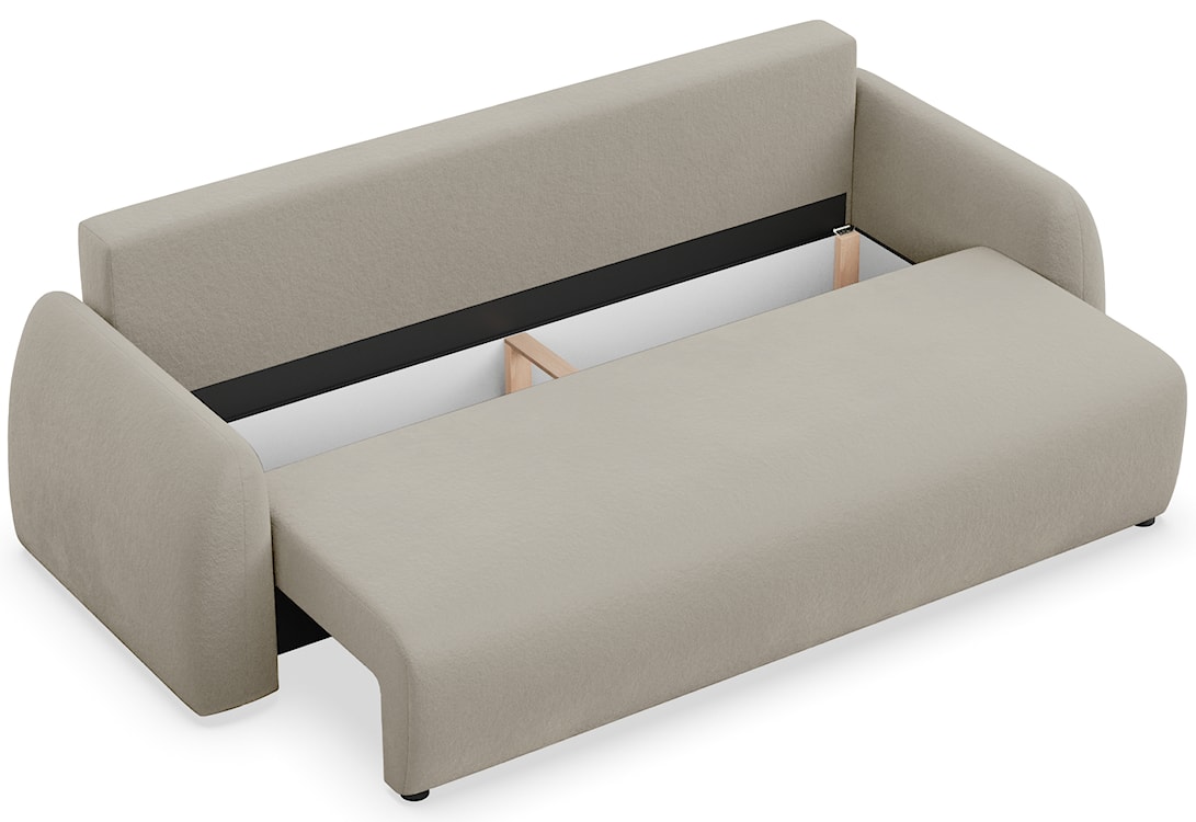 Kanapa rozkładana trzyosobowa Nubelle z pojemnikiem ciemnobeżowa szenil  - zdjęcie 5