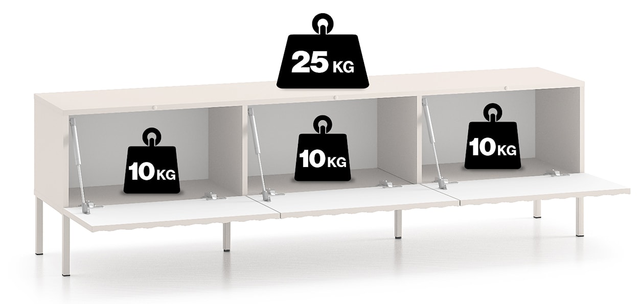 Szafka RTV Derriva z ryflowanymi frontami 170 cm kaszmir  - zdjęcie 10