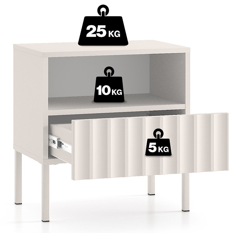 Szafka nocna Derriva z ryflowanymi frontami 50 cm kaszmir  - zdjęcie 11