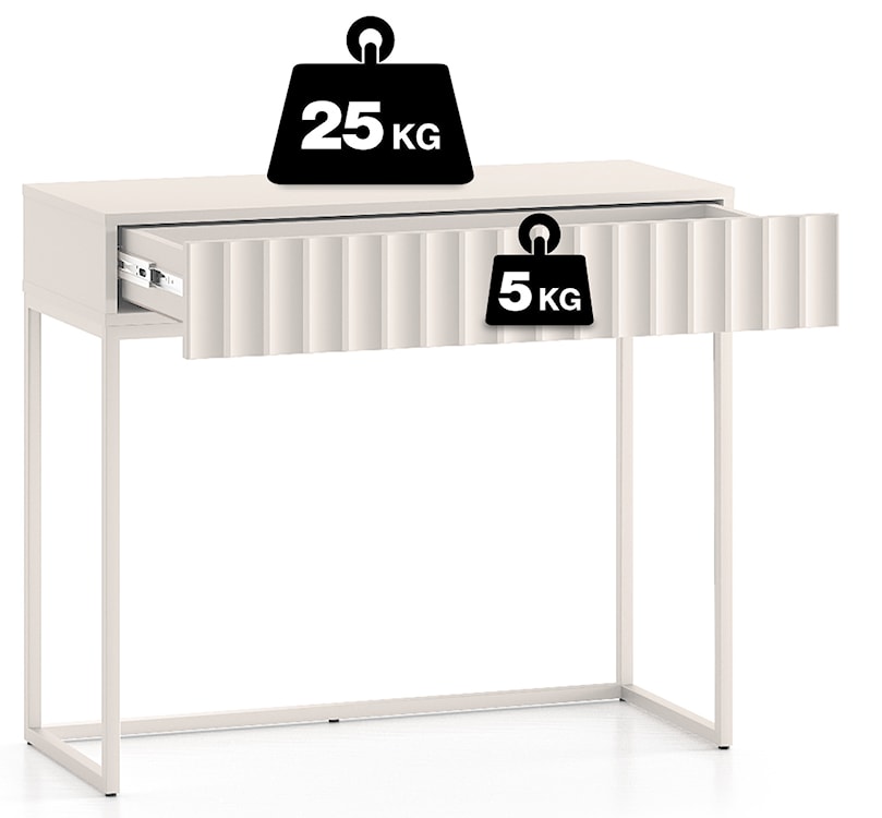 Toaletka Derriva z szufladą i ryflowanymi frontami 91 cm kaszmir  - zdjęcie 10