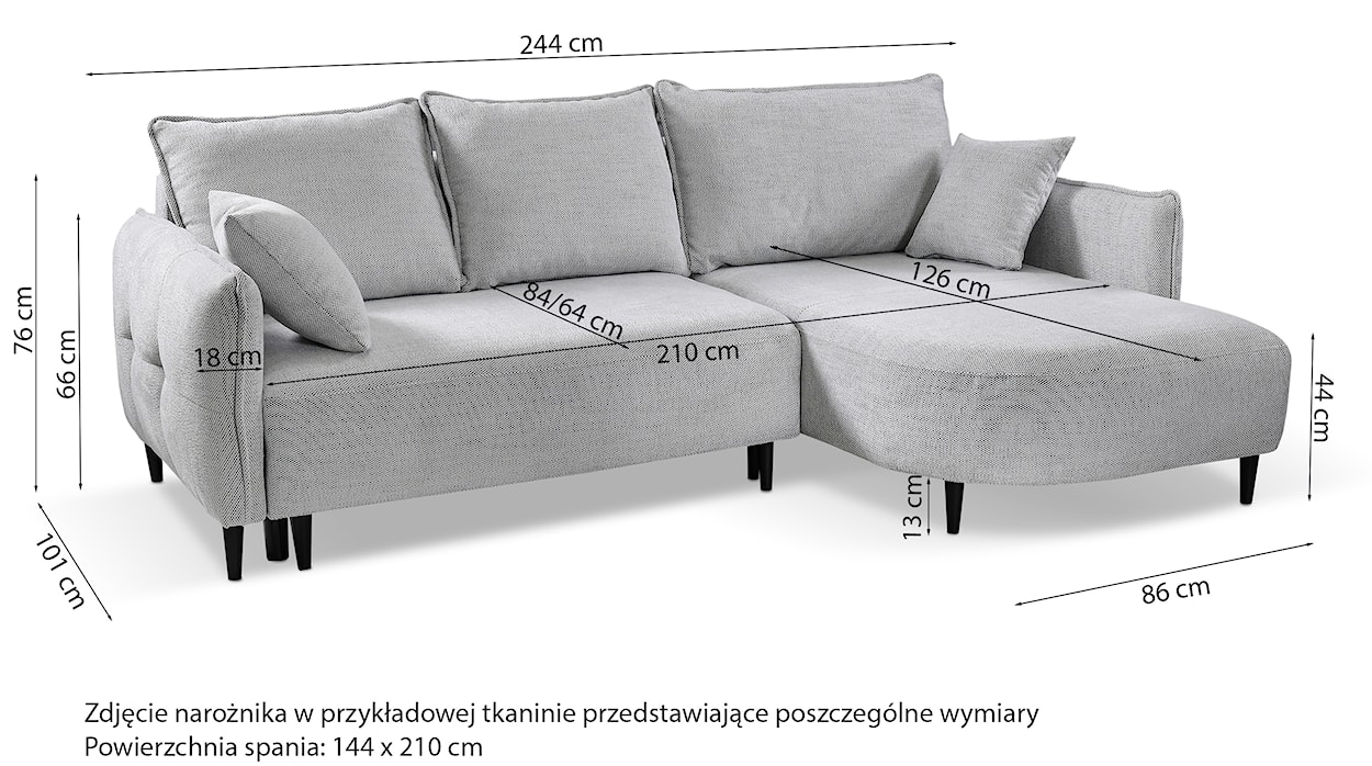 Narożnik z funkcją spania Oblivio mini L-kształtny prawostronny z pojemnikiem granatowy plecionka  - zdjęcie 8