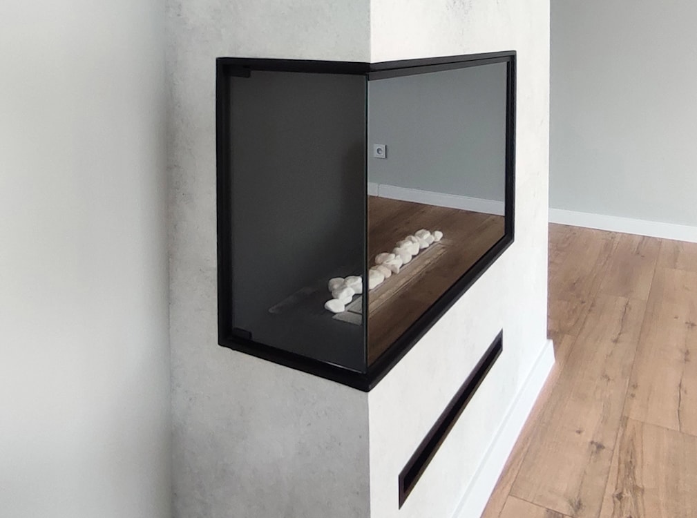 Biokominek do zabudowy Obvingy 80x50x30 cm lewy czarny strukturalny  - zdjęcie 6