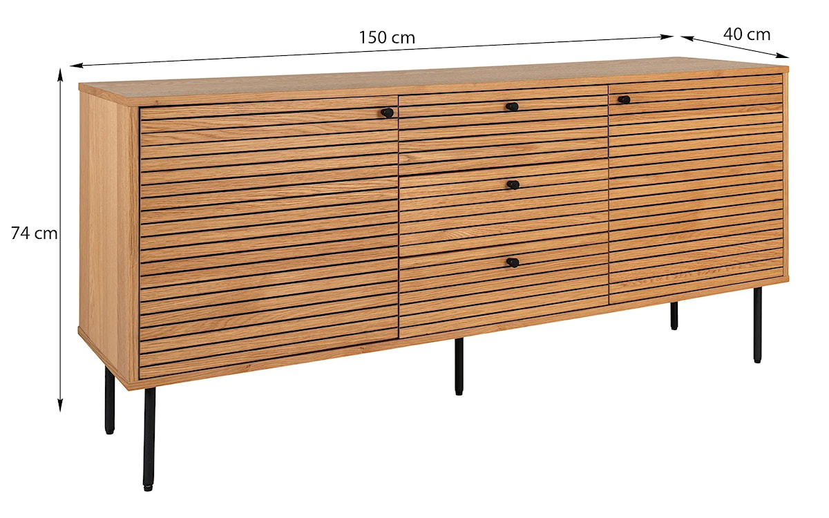 Komoda Ossively 150 cm fornir dębowy  - zdjęcie 6