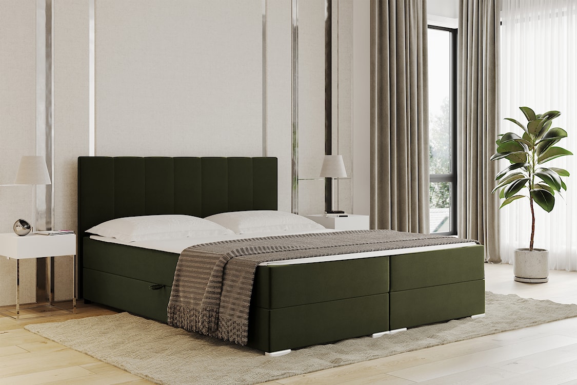 Łóżko kontynentalne 180x200 cm Moluki z pojemnikami oliwkowe velvet  - zdjęcie 2