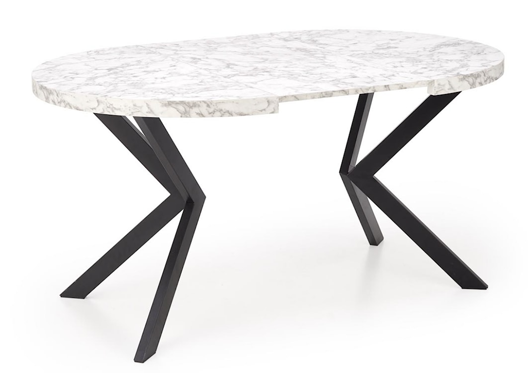 Stół rozkładany Obereler 100-250x100 cm biały marmur/ czarny  - zdjęcie 8