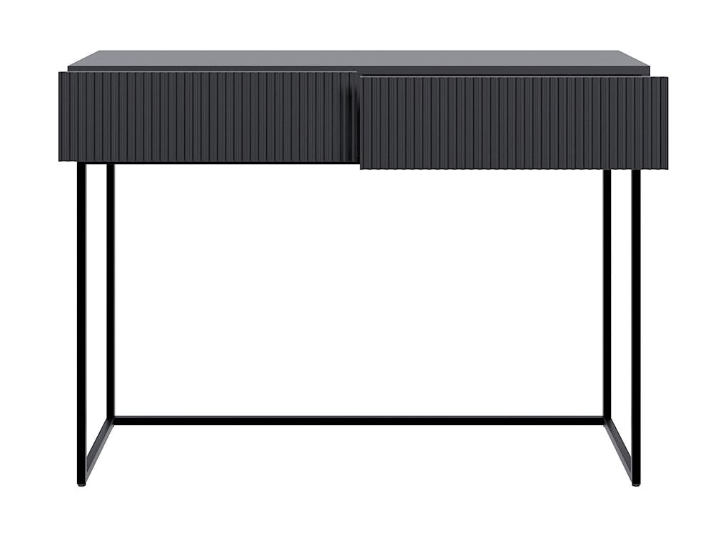Toaletka Veldio z frezowanym frontem i dwiema szufladami 110 cm Czarna z czarnymi nogami  - zdjęcie 5