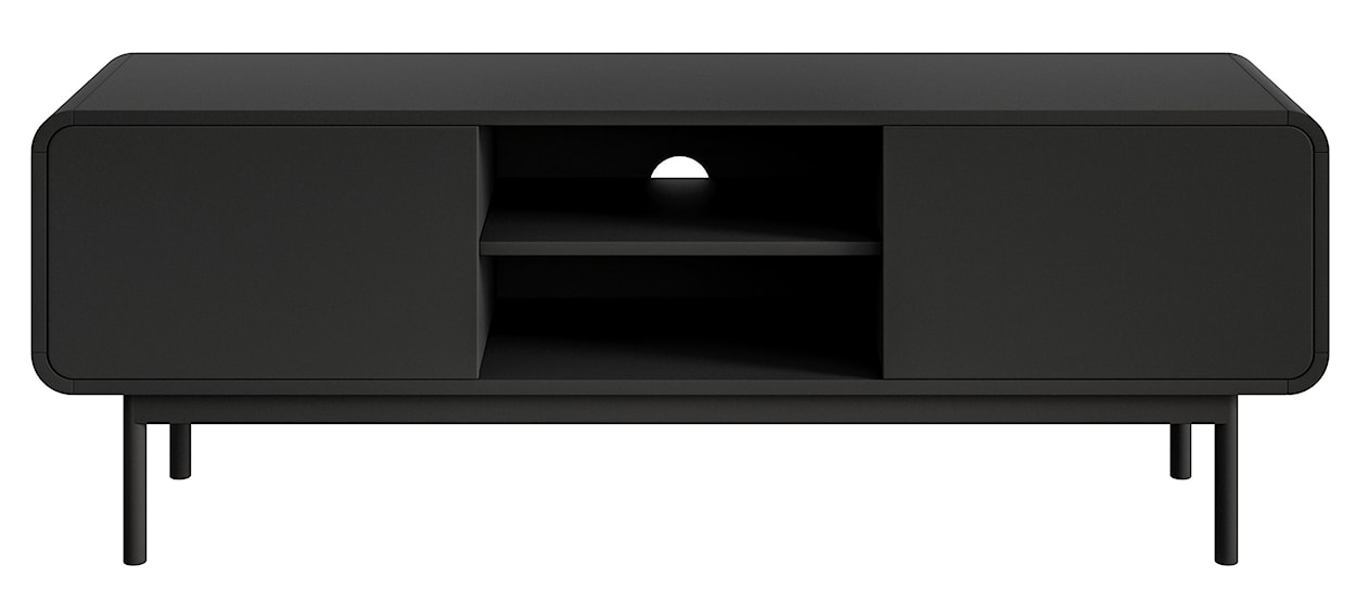 Szafka RTV Oro 154 cm z dwiema szufladami i wnęką na nóżkach czarna