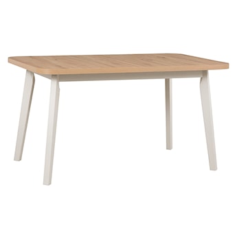 Stół drewniany do jadalni rozkładany Dimenly 140-180x80 cm kaszmir/dąb artisan