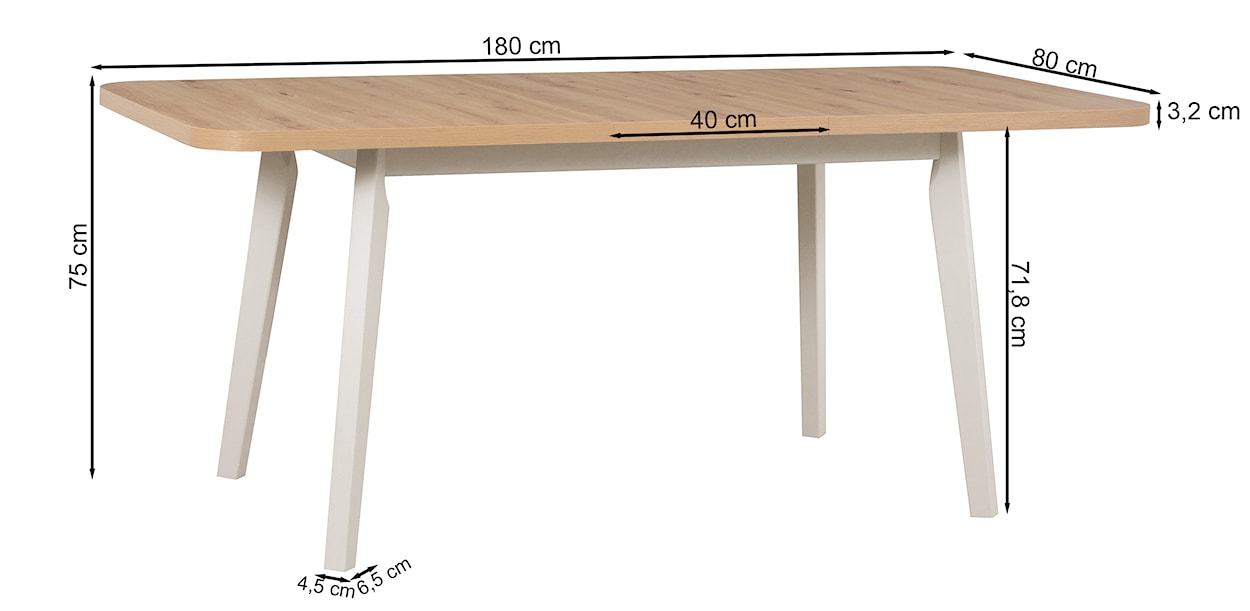 Stół drewniany do jadalni rozkładany Dimenly 140-180x80 cm kaszmir/dąb artisan  - zdjęcie 4