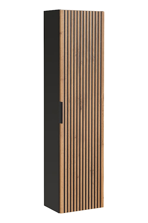 Regał łazienkowy Ossolies 35x140 cm wiszący czarny/dąb lamele