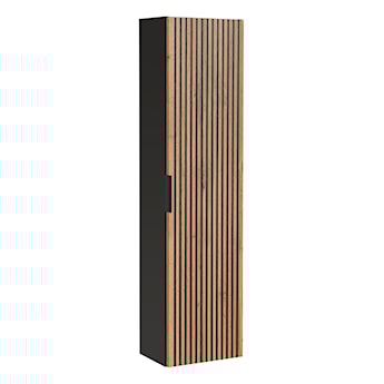 Regał łazienkowy Ossolies 35x140 cm wiszący czarny/dąb lamele