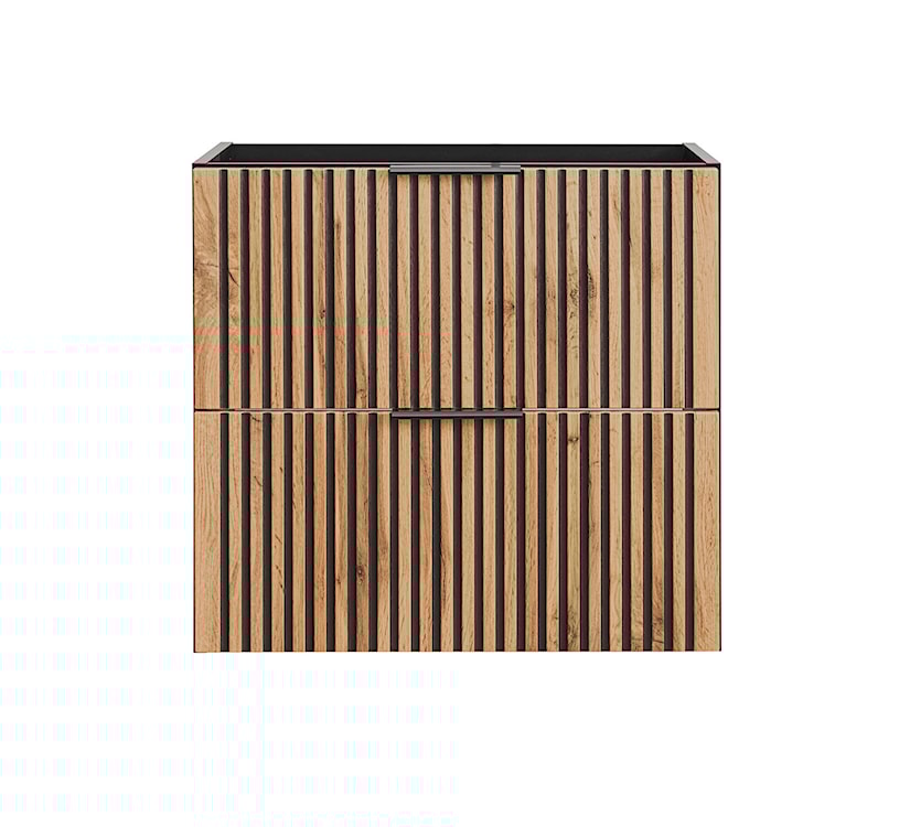 Szafka pod umywalkę Ossolies 60 cm czarna/dąb lamele  - zdjęcie 4