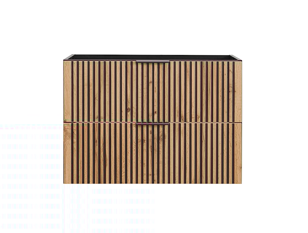 Szafka pod umywalkę Ossolies 80 cm czarna/dąb lamele  - zdjęcie 4