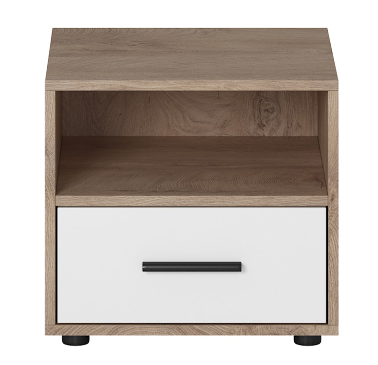 Szafka nocna Otim 45 cm Dąb Endgrain/ Biały Mat/ Szary  - zdjęcie 3