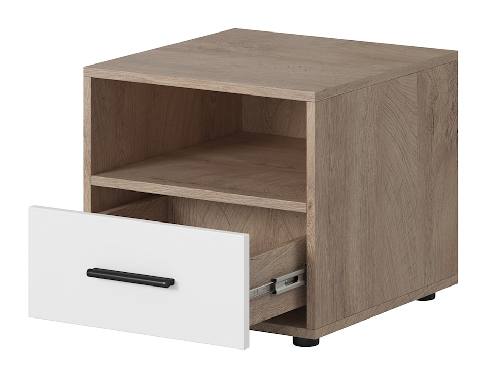 Szafka nocna Otim 45 cm Dąb Endgrain/ Biały Mat/ Szary  - zdjęcie 4
