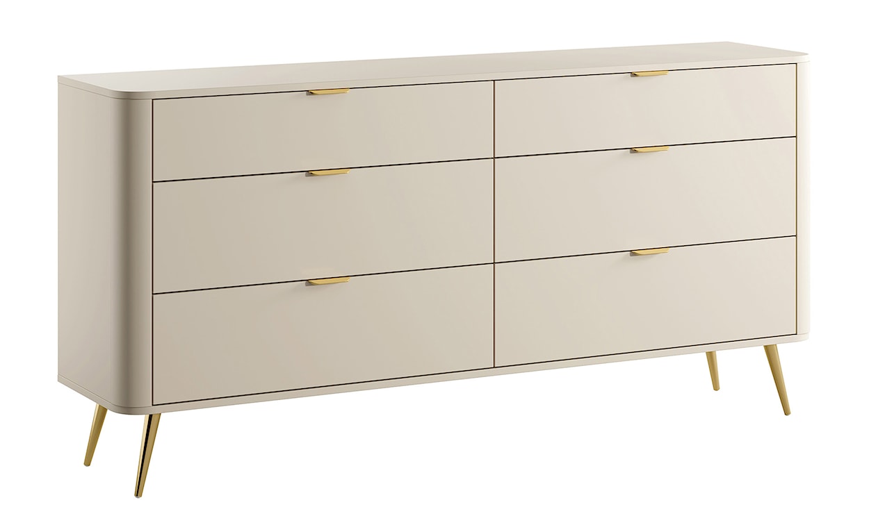 Komoda Oval z sześcioma szufladami 173 cm beż piaskowy  - zdjęcie 2