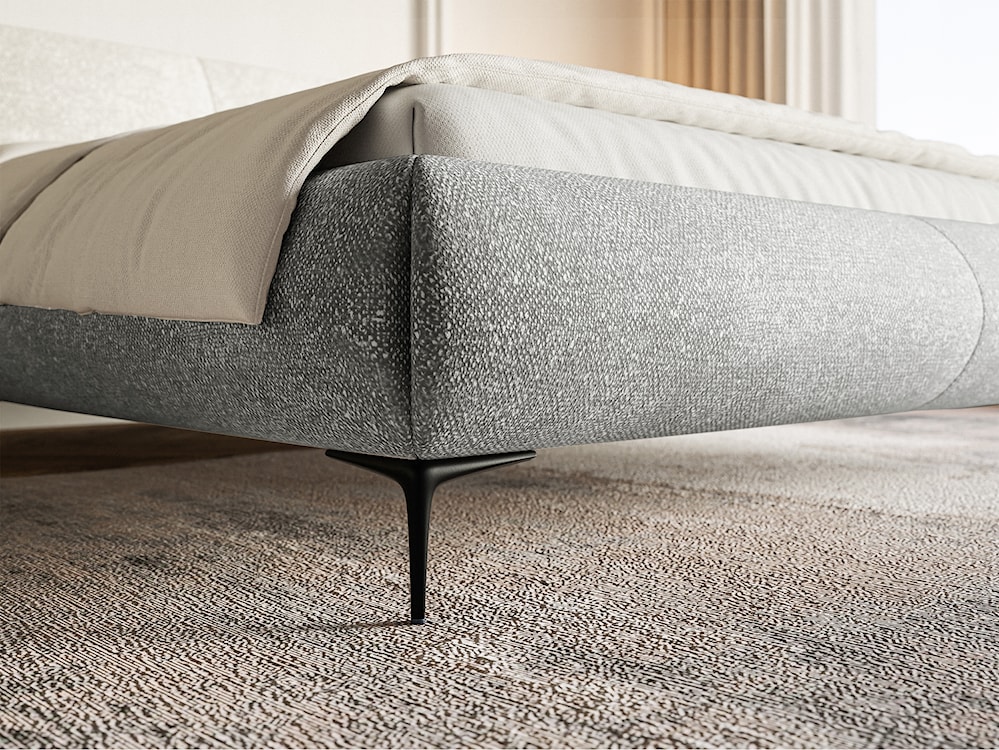 Łóżko tapicerowane 160x200 cm Ovalle z pojemnikiem stelaż metalowy szare szenil nóżki czarne  - zdjęcie 4
