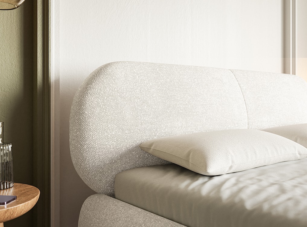 Łóżko tapicerowane 180x200 cm Ovalle kremowe szenil nóżki złote  - zdjęcie 5