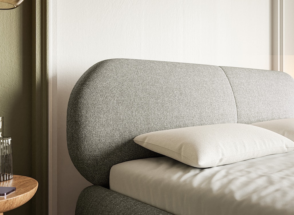 Łóżko tapicerowane 160x200 cm Ovalle szare plecionka hydrofobowa nóżki czarne  - zdjęcie 4