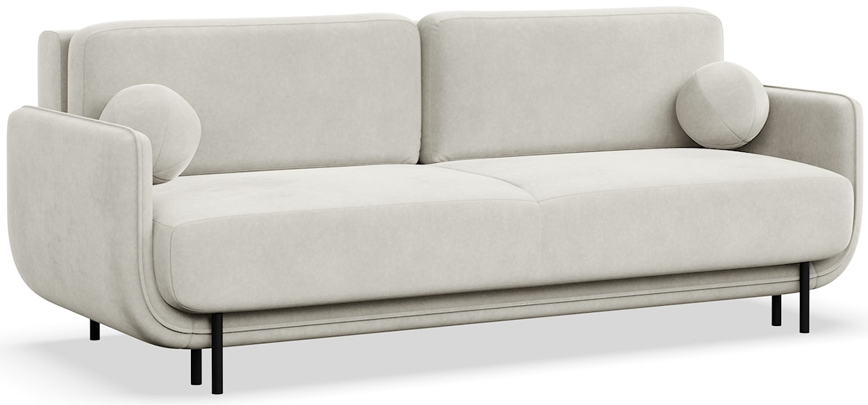 Kanapa rozkładana trzyosobowa Ovals kremowa welur  - zdjęcie 6