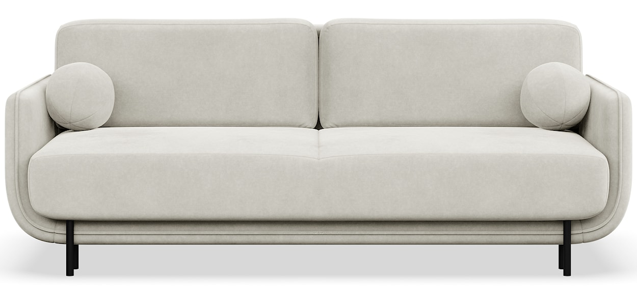 Kanapa rozkładana trzyosobowa Ovals kremowa welur