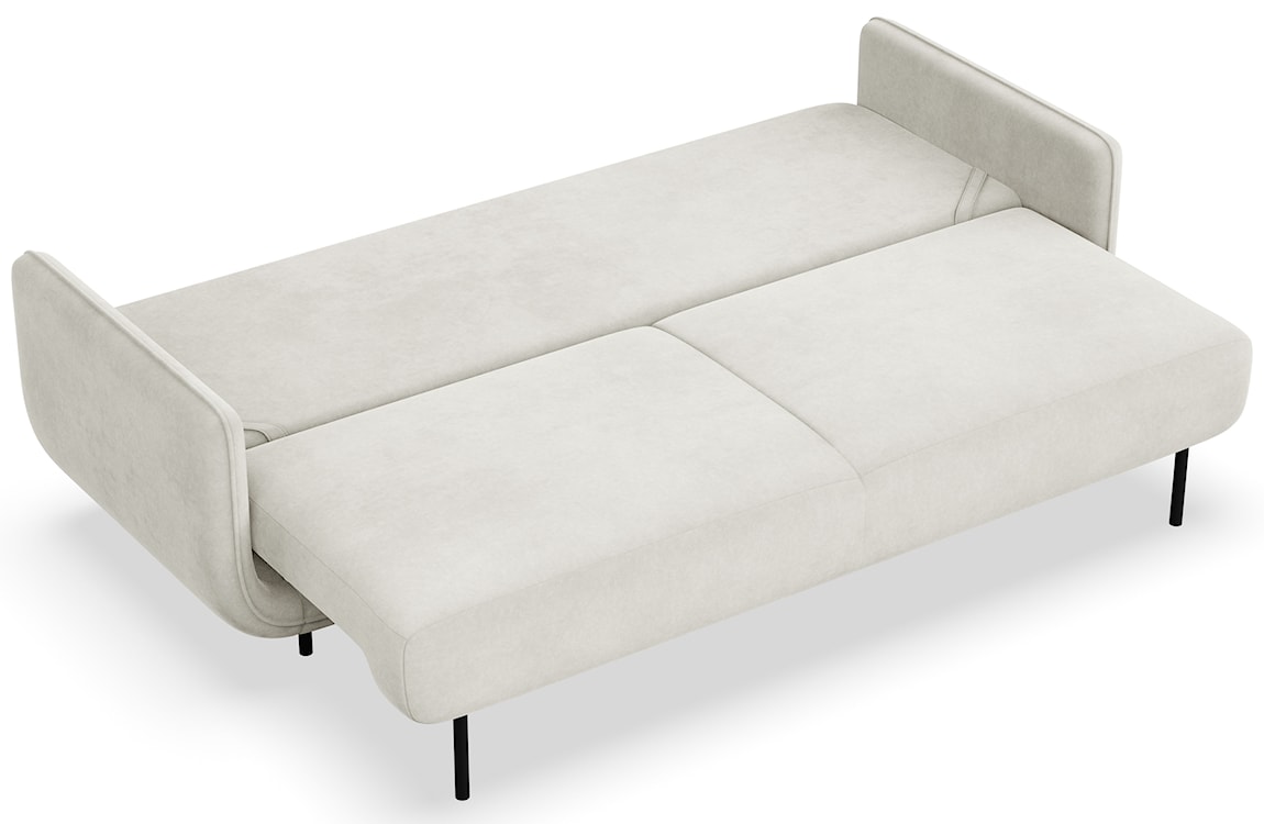 Kanapa rozkładana trzyosobowa Ovals kremowa welur  - zdjęcie 3