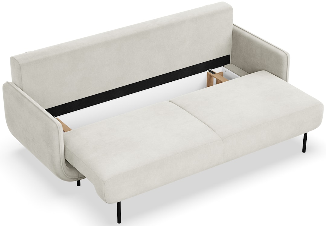 Kanapa rozkładana trzyosobowa Ovals kremowa welur  - zdjęcie 4