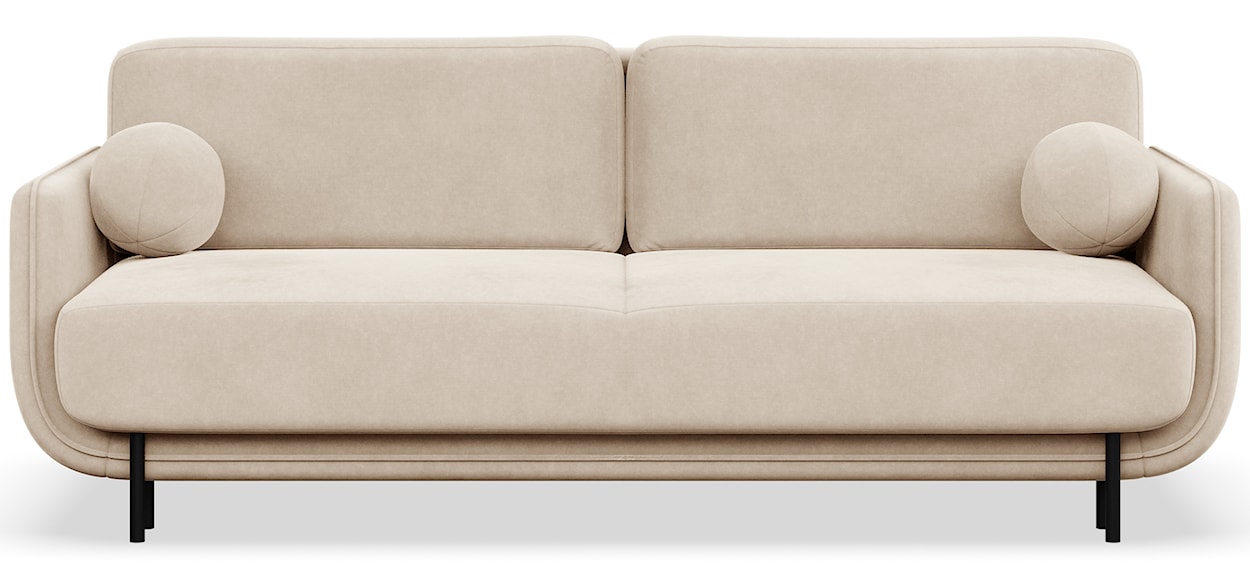 Kanapa rozkładana trzyosobowa Ovals jasnobeżowa welur