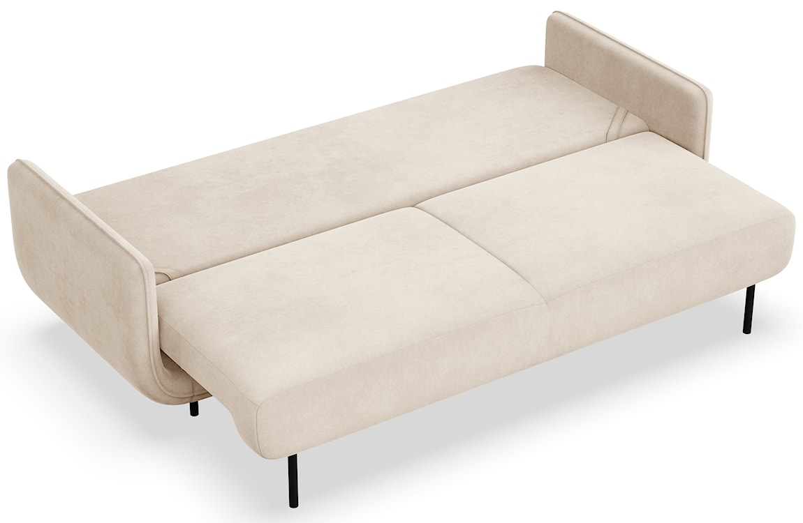 Kanapa rozkładana trzyosobowa Ovals jasnobeżowa welur  - zdjęcie 3