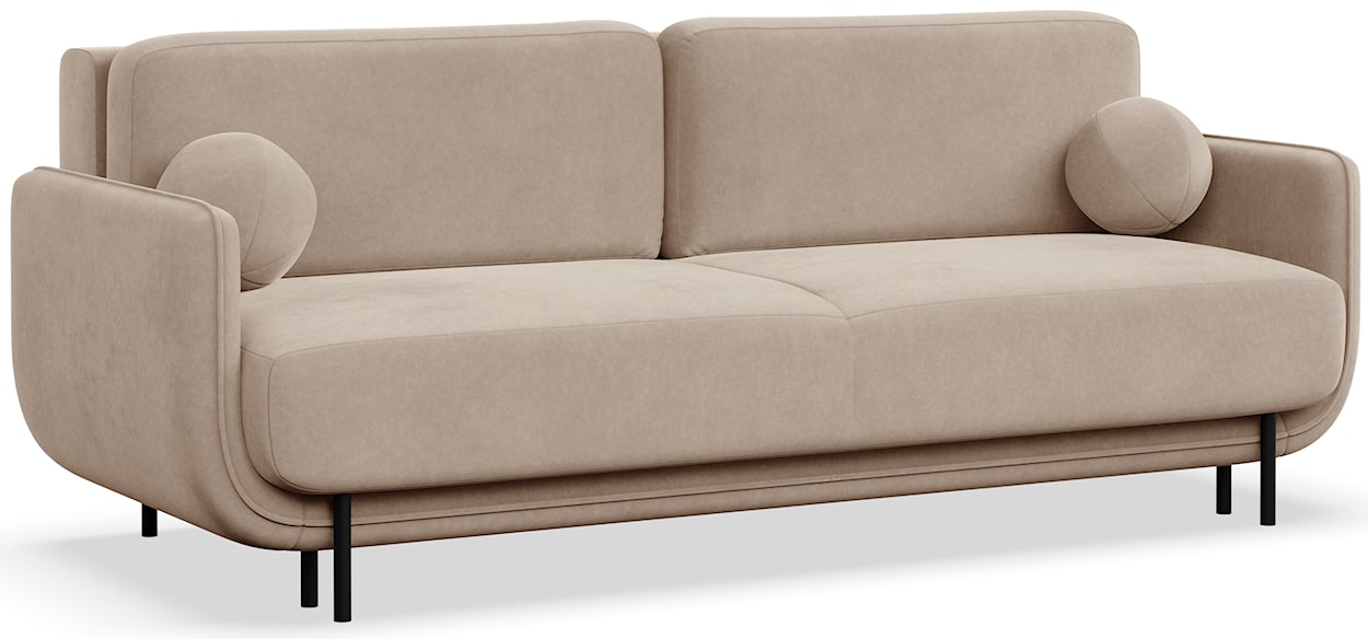 Kanapa rozkładana trzyosobowa Ovals beżowa welur  - zdjęcie 6