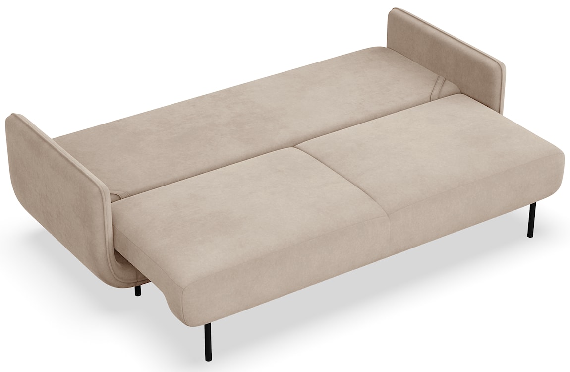 Kanapa rozkładana trzyosobowa Ovals beżowa welur  - zdjęcie 3