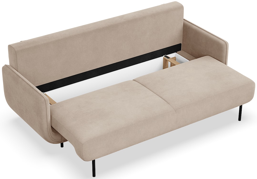 Kanapa rozkładana trzyosobowa Ovals beżowa welur  - zdjęcie 4