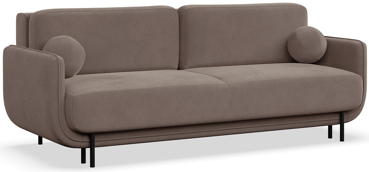 Kanapa rozkładana trzyosobowa Ovals jasnobrązowa welur  - zdjęcie 6