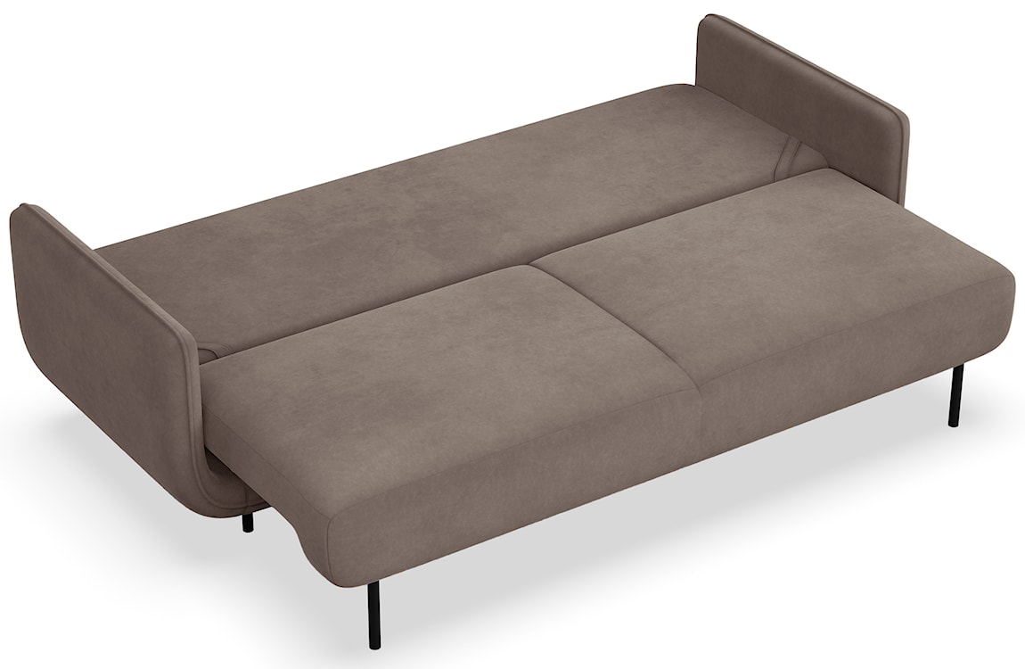 Kanapa rozkładana trzyosobowa Ovals jasnobrązowa welur  - zdjęcie 3