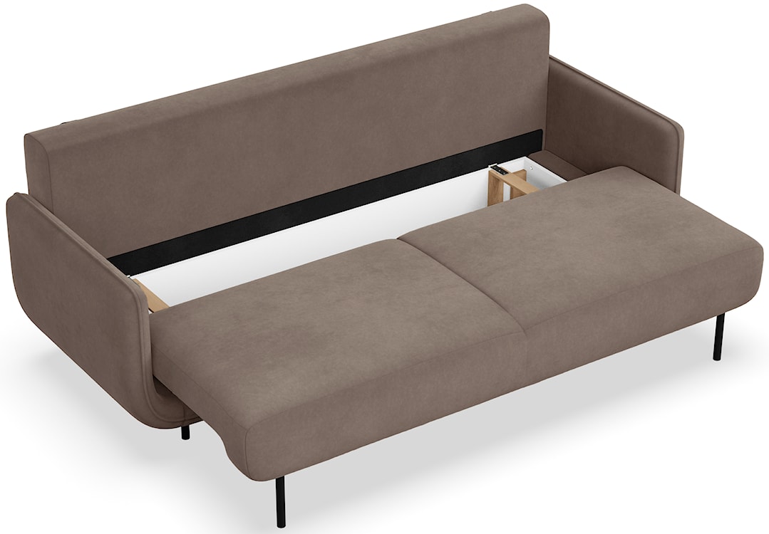 Kanapa rozkładana trzyosobowa Ovals jasnobrązowa welur  - zdjęcie 4