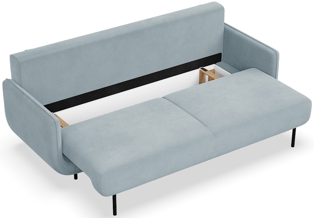 Kanapa rozkładana trzyosobowa Ovals błękitna welur  - zdjęcie 4