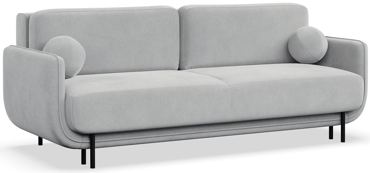 Kanapa rozkładana trzyosobowa Ovals jasnoszara welur  - zdjęcie 6