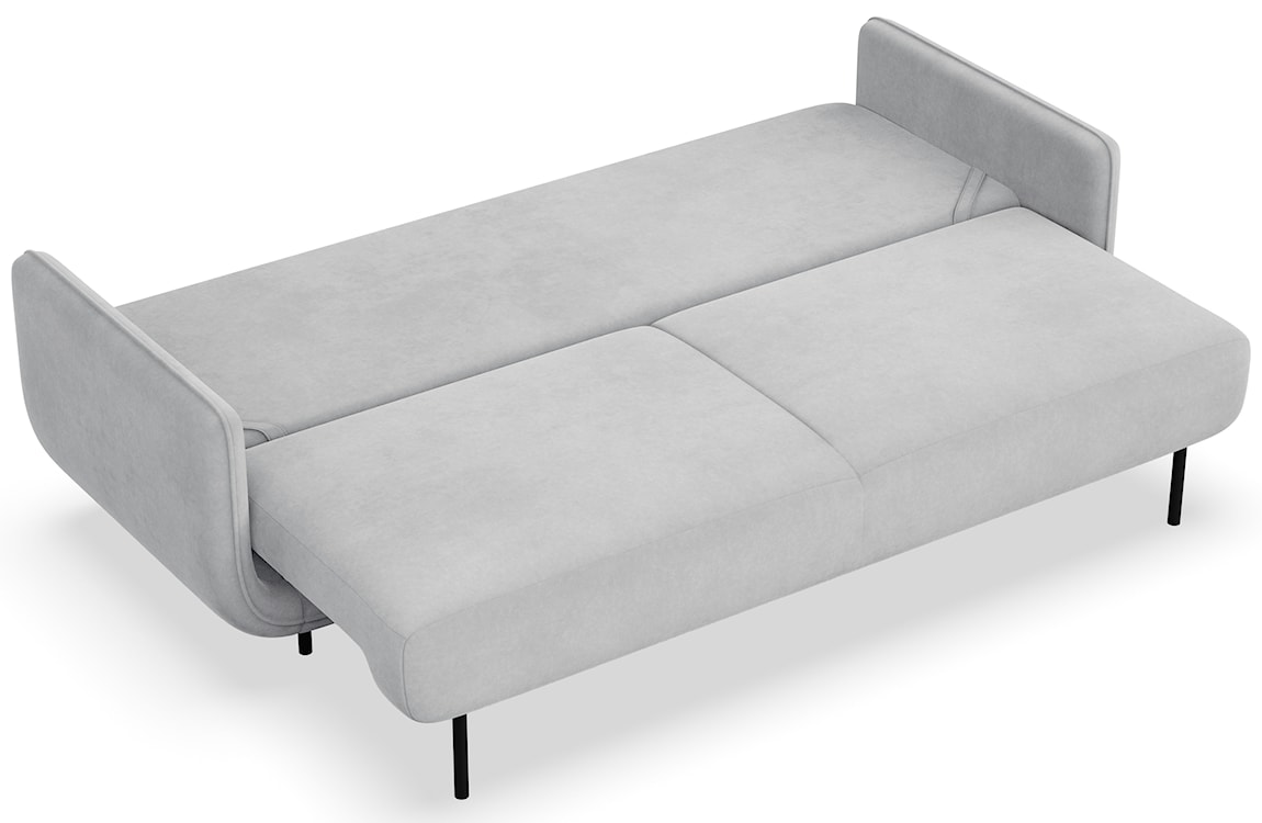 Kanapa rozkładana trzyosobowa Ovals jasnoszara welur  - zdjęcie 3