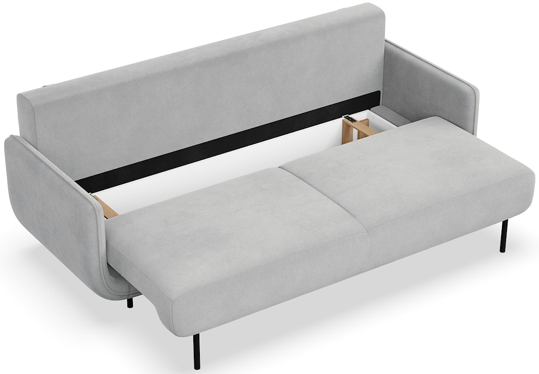 Kanapa rozkładana trzyosobowa Ovals jasnoszara welur  - zdjęcie 4