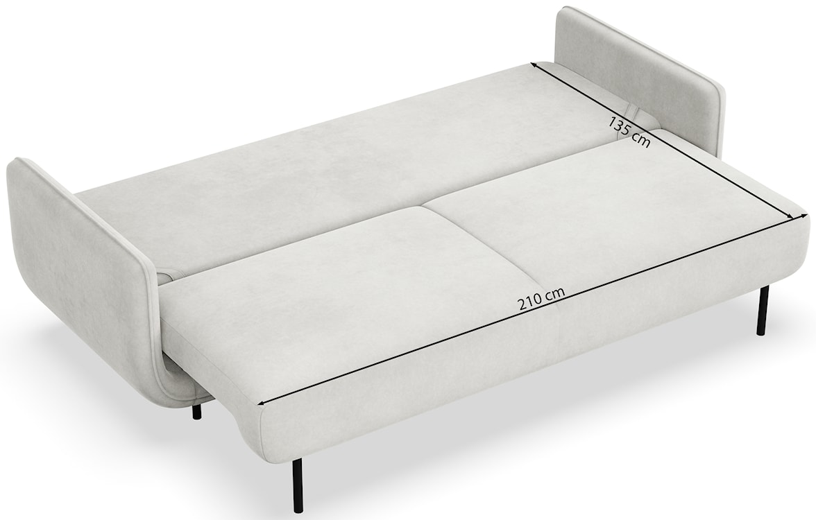 Kanapa rozkładana trzyosobowa Ovals kremowa welur  - zdjęcie 8