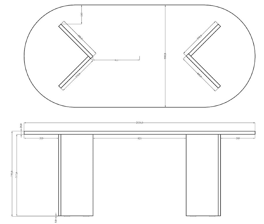 Stół Ovo 204 cm Dąb Lindberg   - zdjęcie 5