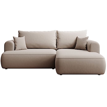 Narożnik z funkcją spania Ovo mini L-kształtny prawostronny z pojemnikiem beżowy welur łatwoczyszczący