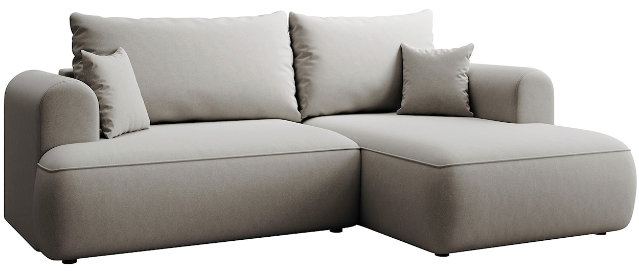 Narożnik z funkcją spania Ovo mini L-kształtny prawostronny z pojemnikiem szary welur łatwoczyszczący  - zdjęcie 6