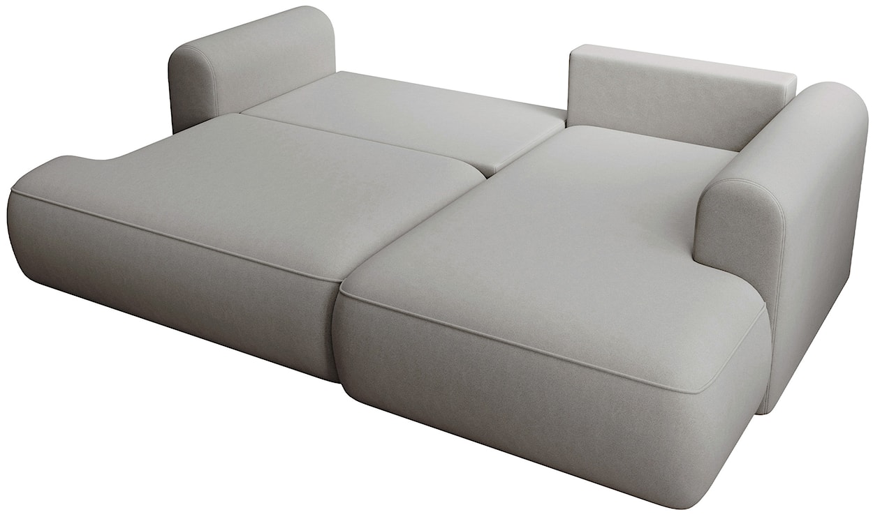 Narożnik z funkcją spania Ovo mini L-kształtny prawostronny z pojemnikiem szary welur łatwoczyszczący  - zdjęcie 4