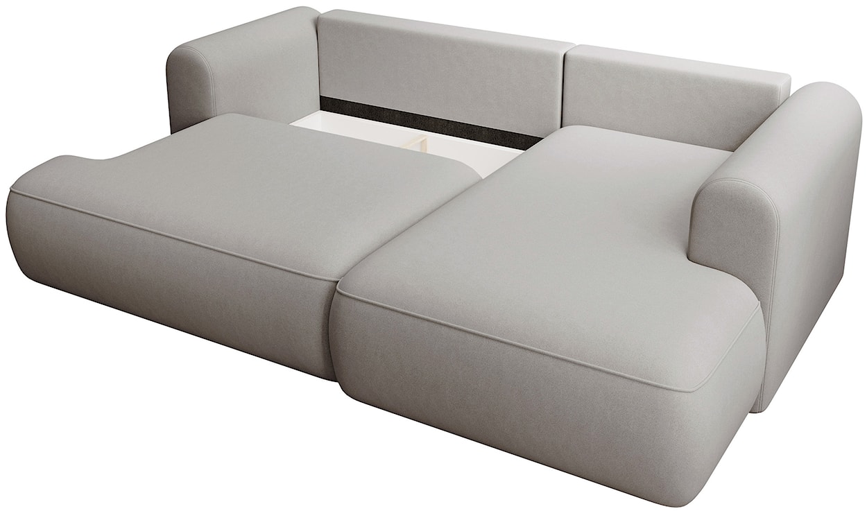 Narożnik z funkcją spania Ovo mini L-kształtny prawostronny z pojemnikiem szary welur łatwoczyszczący  - zdjęcie 5