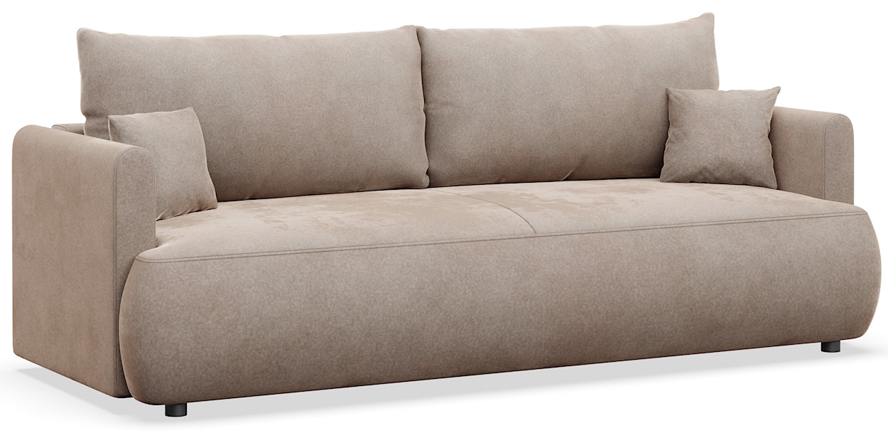 Kanapa rozkładana trzyosobowa Ovo mini z pojemnikiem beżowa welur łatwoczyszczący  - zdjęcie 7