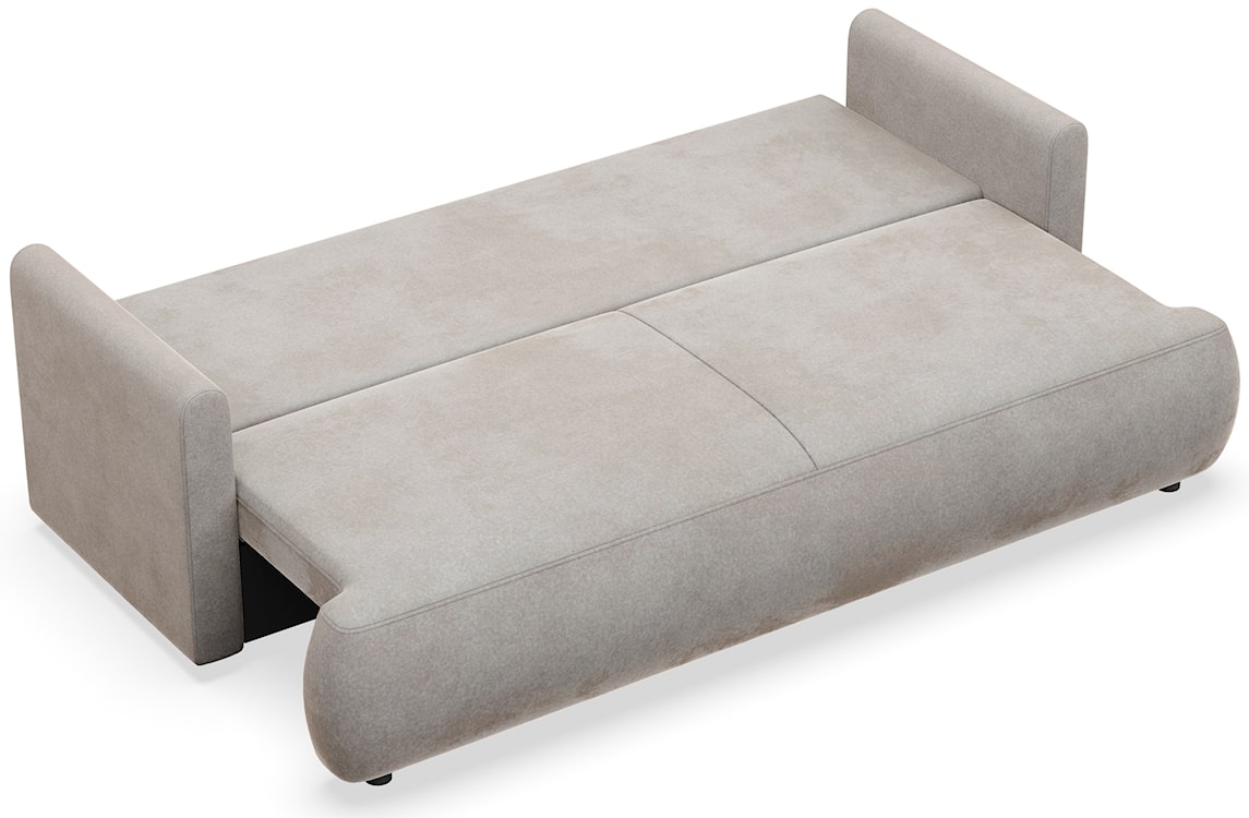Kanapa rozkładana trzyosobowa Ovo mini z pojemnikiem szara welur łatwoczyszczący  - zdjęcie 4
