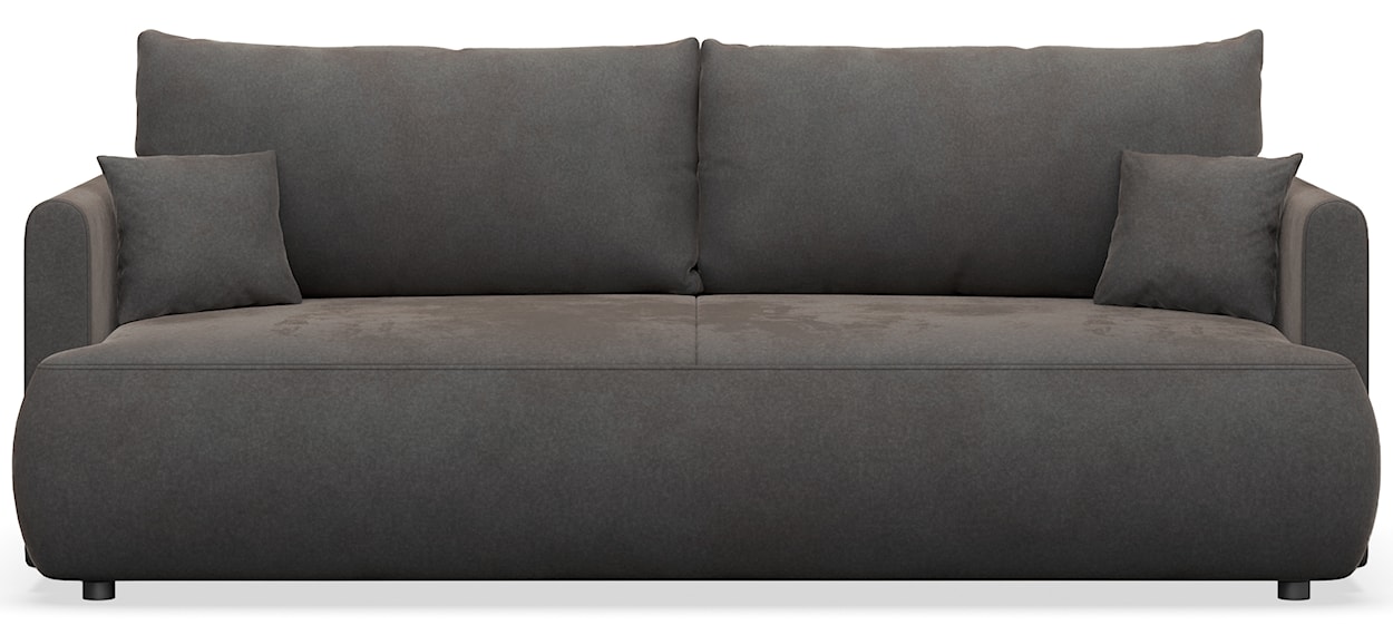 Kanapa rozkładana trzyosobowa Ovo mini z pojemnikiem ciemnoszara welur łatwoczyszczący 