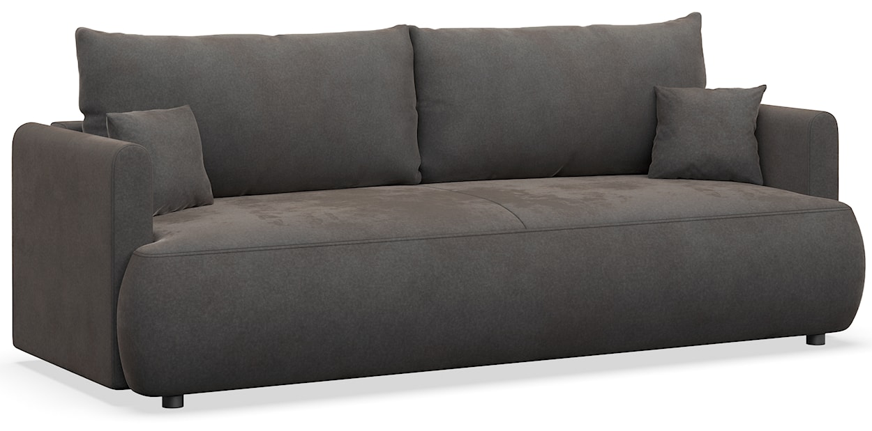 Kanapa rozkładana trzyosobowa Ovo mini z pojemnikiem ciemnoszara welur łatwoczyszczący  - zdjęcie 7